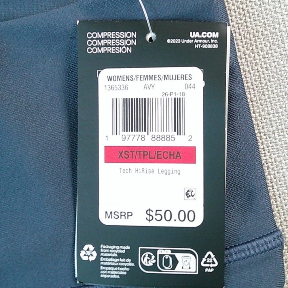 Under Armour Tech HiRise Legging Womens XST Blue Compression High Rise 1365336 - Picture 8 of 8